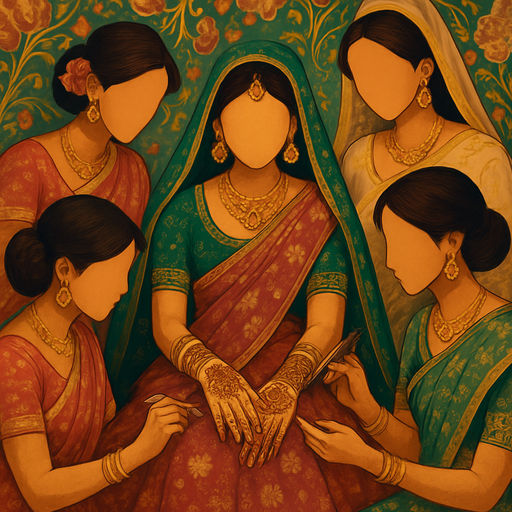 Mehndi ceremony with beautiful henna designs