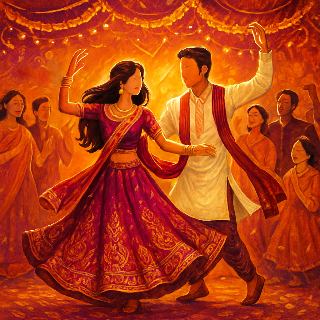 Sangeet celebration with dancing and music